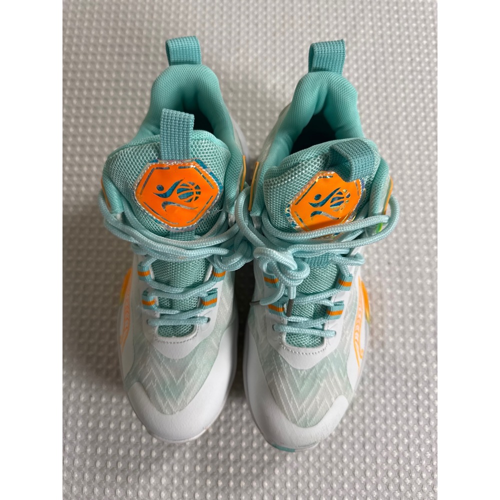 Balcurey Basketball Shoes Womens 38 Athletic Aqua White Orange EUC
